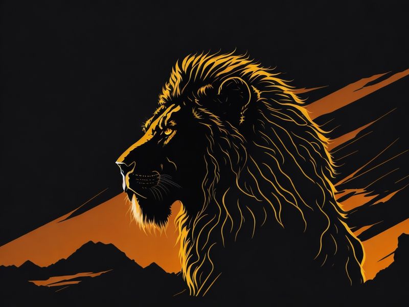 Canvas Wall Art - Silhouette Lion Sunset L03
