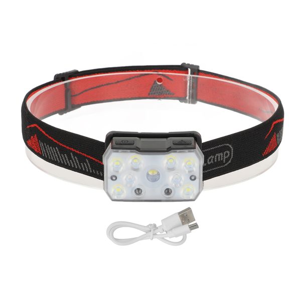 Led Headlamp Rechargeable Super Bright Motion Sensor White Red Led