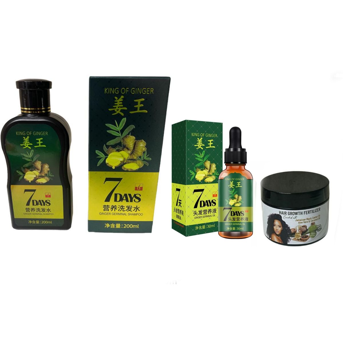 King Of Ginger Shampoo +Hair Oil + Fertilizer