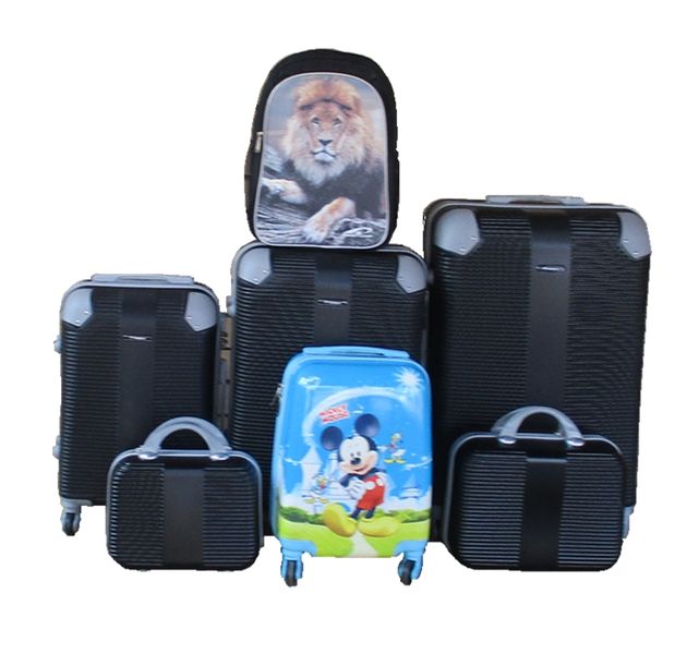 5-Piece ABS HardShell Luggage Set with Mickey Mouse Trolley&amp; Lion Schoolbag