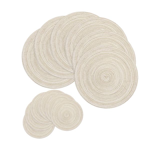 Home Decor Round Heat-Resistant Placemats Set of 12 (6x 38cm+6x 11cm)