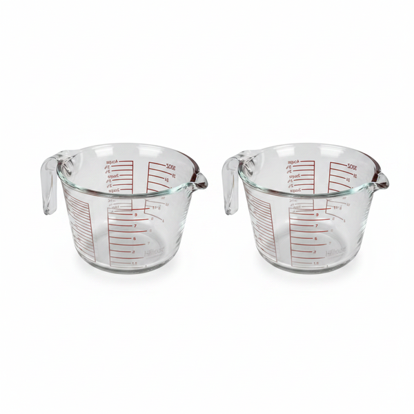 Hillhouse 1L Glass Measuring Jug with Clear Measurement Markings - 2 Pack