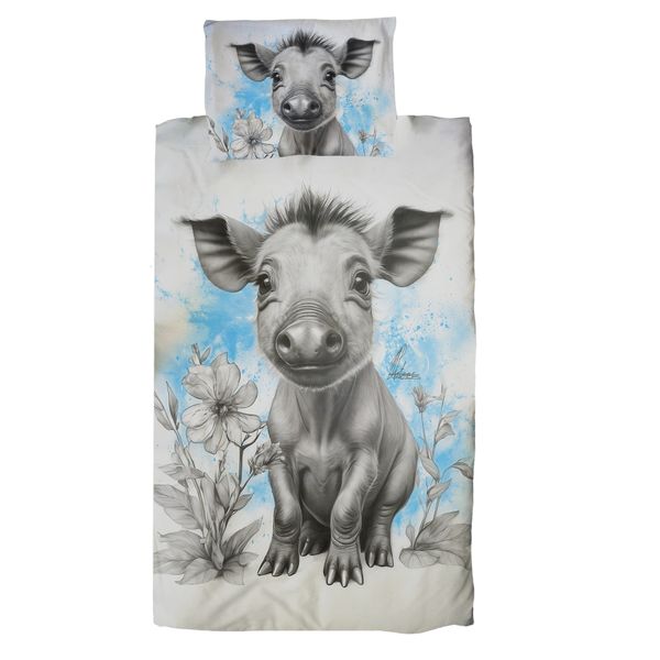 Blue Baby Warthog By Nathan Pieterse Cot Duvet S image