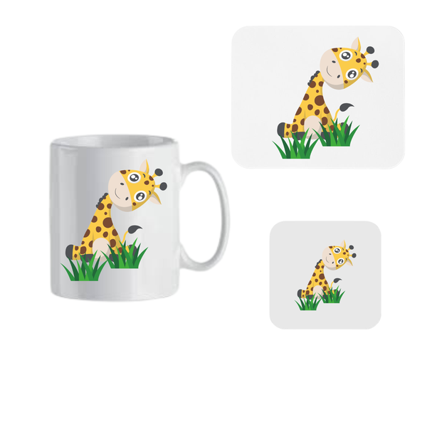 Mug, Coaster and Mouse Pad Combo - Giraffe