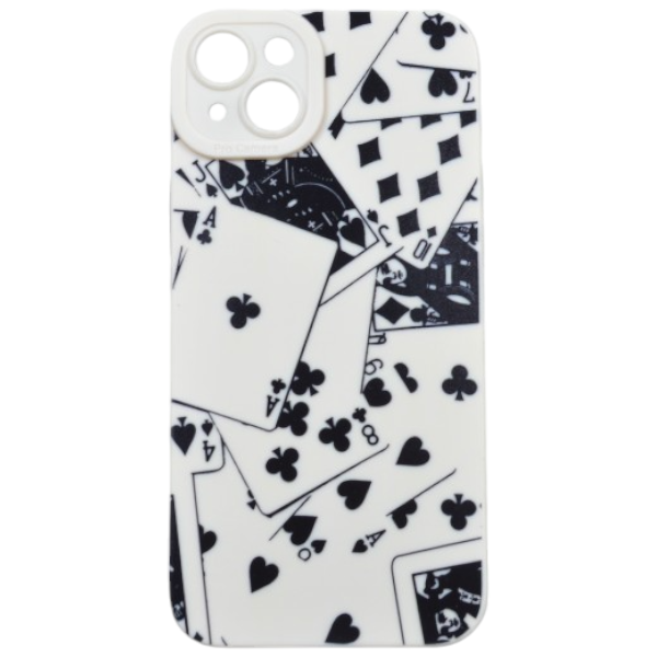 High Quality Card Deck Design Phone Case For iPhone 13 Pro Max -Black/White