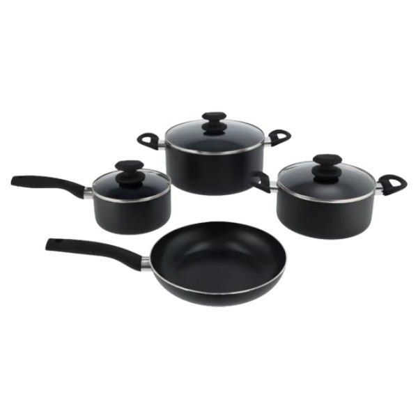Quisimo Classic Black 7-Piece Pressed Aluminium Stylish Cookware Pot Set