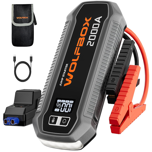 WOLFBOX MegaVolt12 2000A 12V Car Jump Starter 44.4Wh Portable