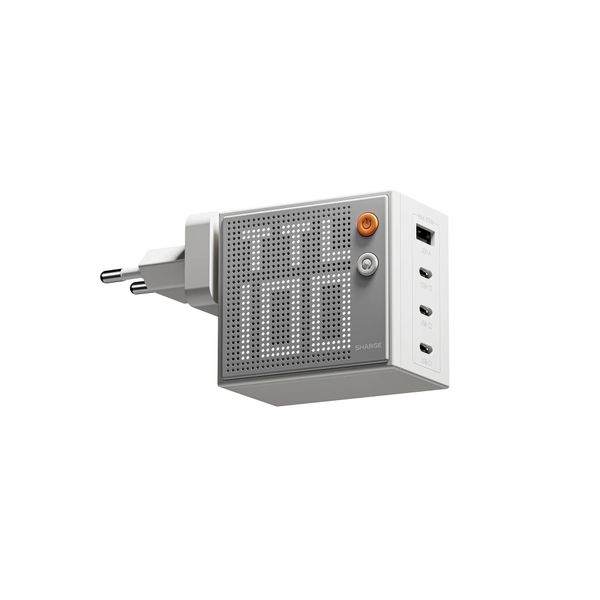 SHARGE Pixel 100W GaN Charger - 4-Port, Dot Matrix Display &amp; Foldable Plug