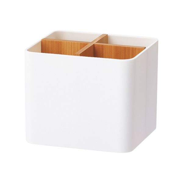 Large 4-Compartment Storage Box - White