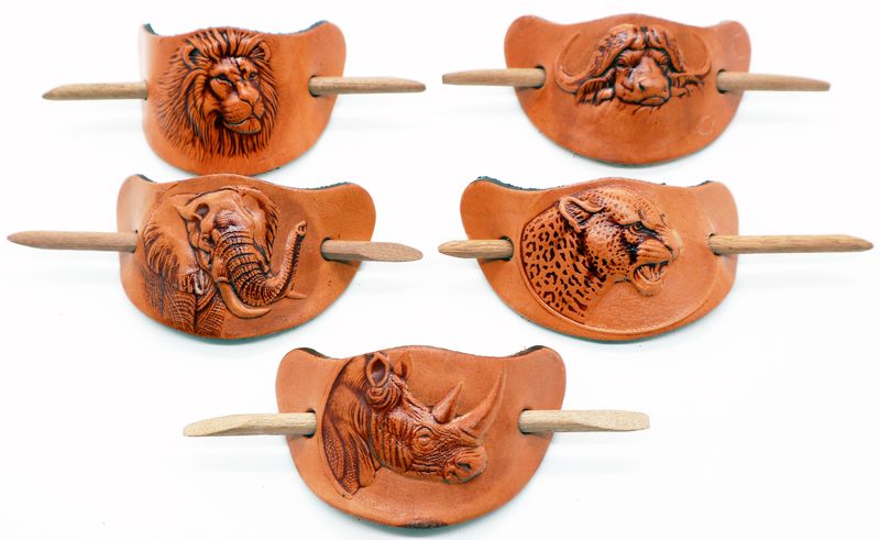 African Genuine Leather Big Five Serviette Holder Set - 5 Piece