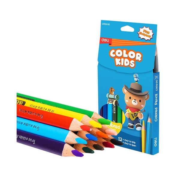 Deli Jumbo Kids Colouring Pencil 12 pcs, Triangular