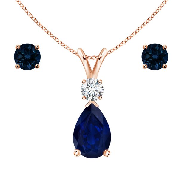 Stella Luna Teardrop Jewellery Set - Swarovski Montana Crystal Rosegold