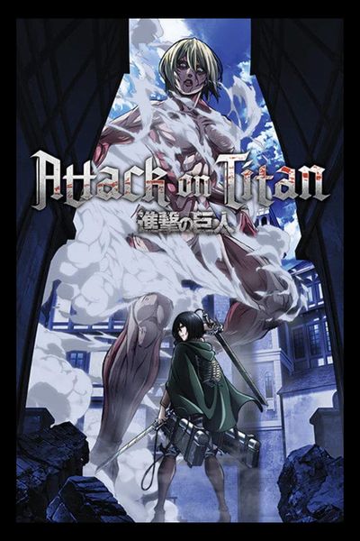 Attack on Titan S3 (Titan Approaches) poster with Black Frame