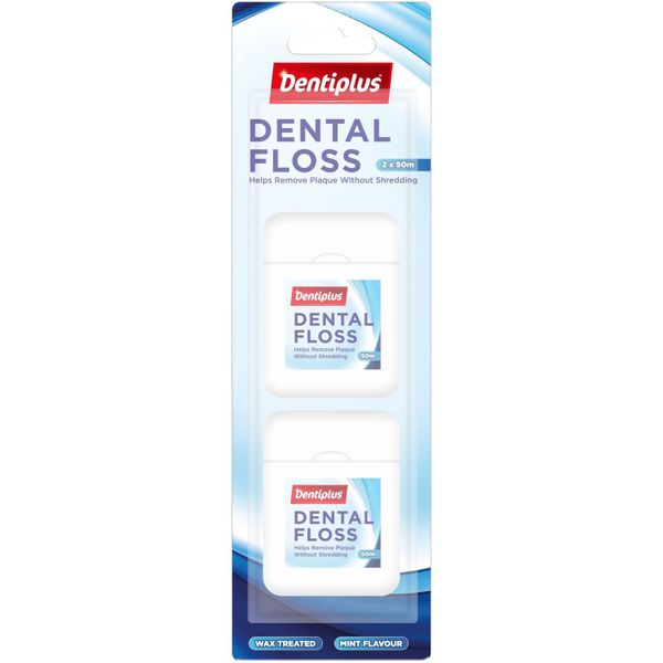 Dentiplus Dental Mint Waxed Floss 50m 2-Pack