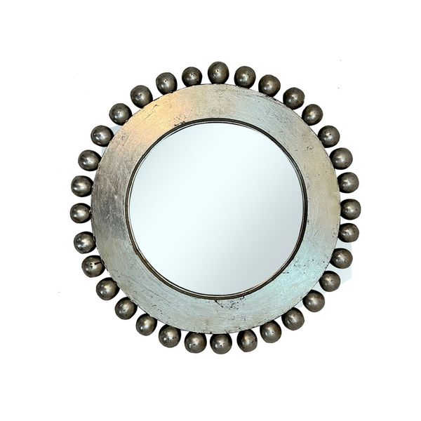 Durban Bowl Round Mirror Antique - Silver