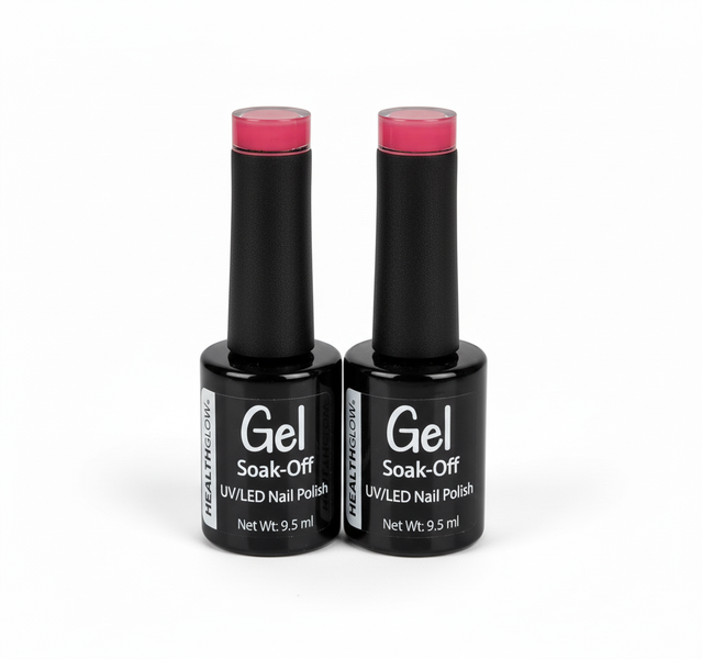 Healthglow Fuchsia Gel Nail Polish, 9.5ml - Long-Lasting High - 2 Pack