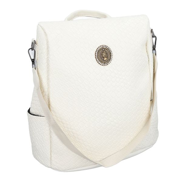 Fashion Multipurpose PU Leather Backpack Purse for Women White