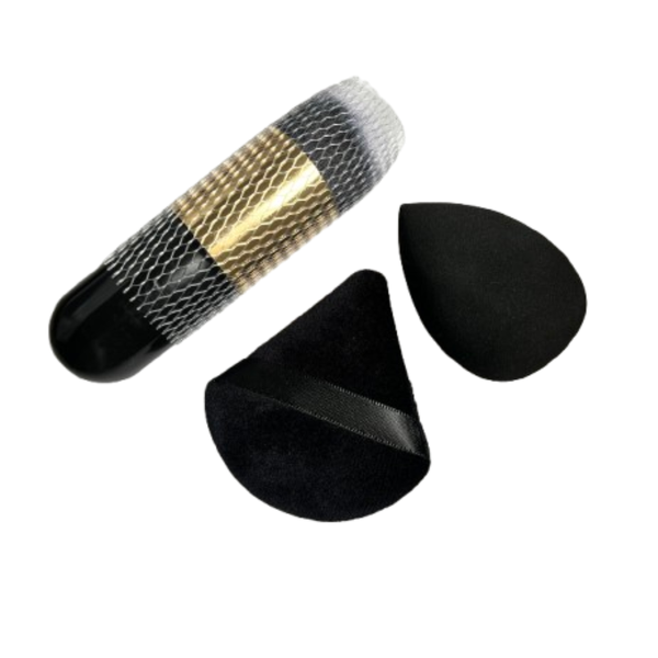 Chubby Foundation Brush, Beauty Blender Makeup Sponge &amp; Powder Puff Combo