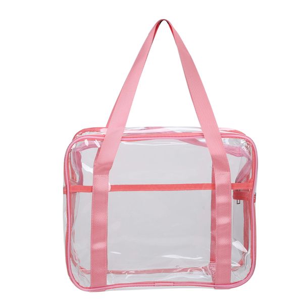 Makeup Bag Large Capacity Waterproof Zipper Closure Cosmetic Handbag Pink