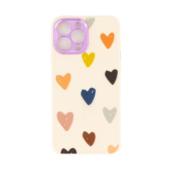Hearts Cover Compatible with iPhone - Cream &amp; Lavender