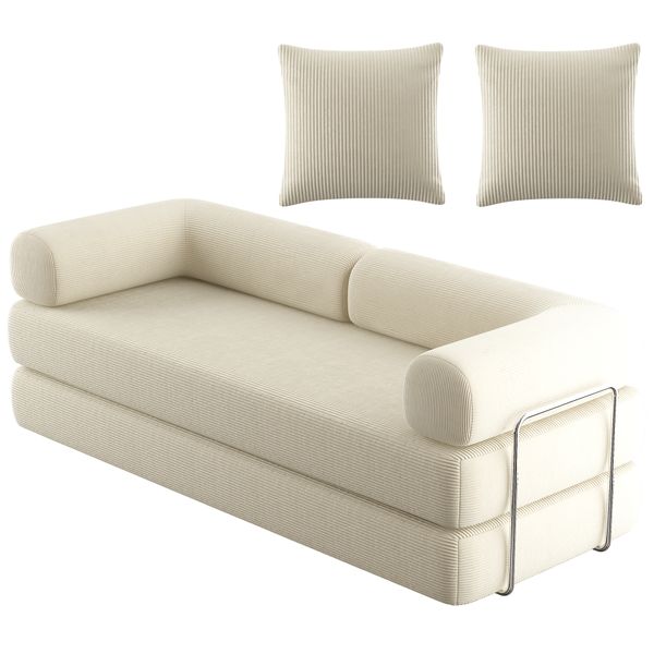 200cm Couch Bed 4-in-1 Convertible Floor Bed, Foldable Sofa,Chenille