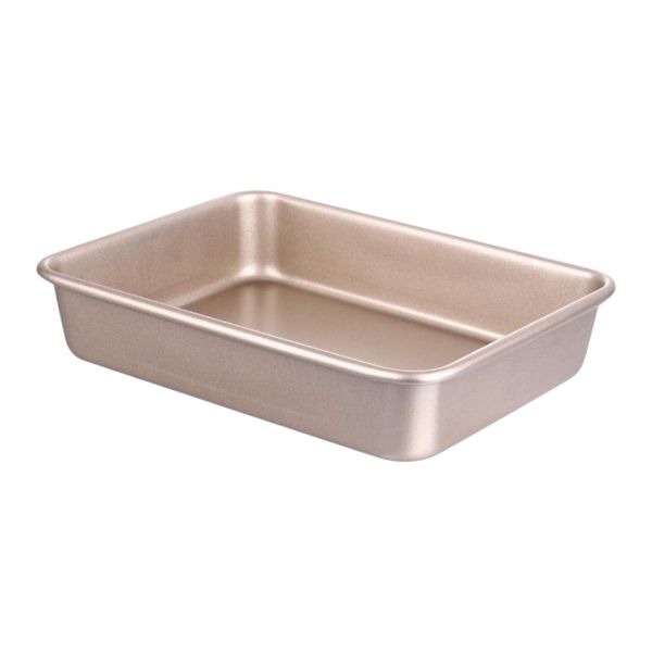 Premium Carbon Steel Rectangular Shallow Plate - 28cm - Gold