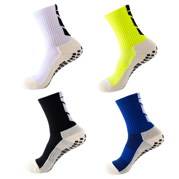 Athletic Anti-Slip Soccer Sports Socks with Grip Pads (4 Pairs)