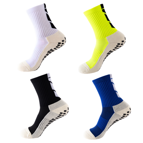 Athletic Anti-Slip Soccer Sports Socks with Grip Pads (4 Pairs) Image