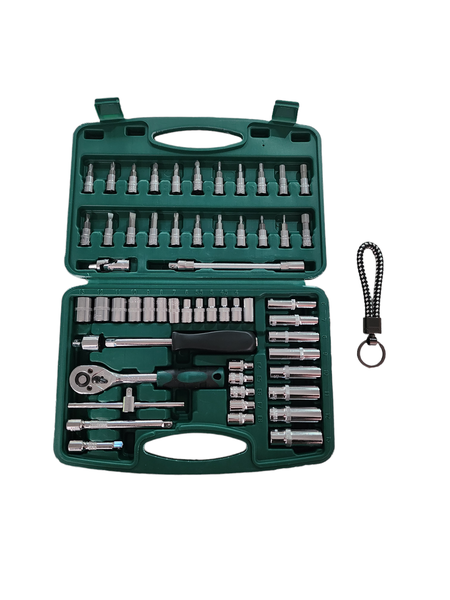 56 Piece Portable Socket Ratchet Set With Keyring