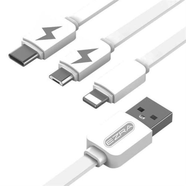 Ezra 3 in 1 Charging data Cable with Lightning , Micro USB and Type-C