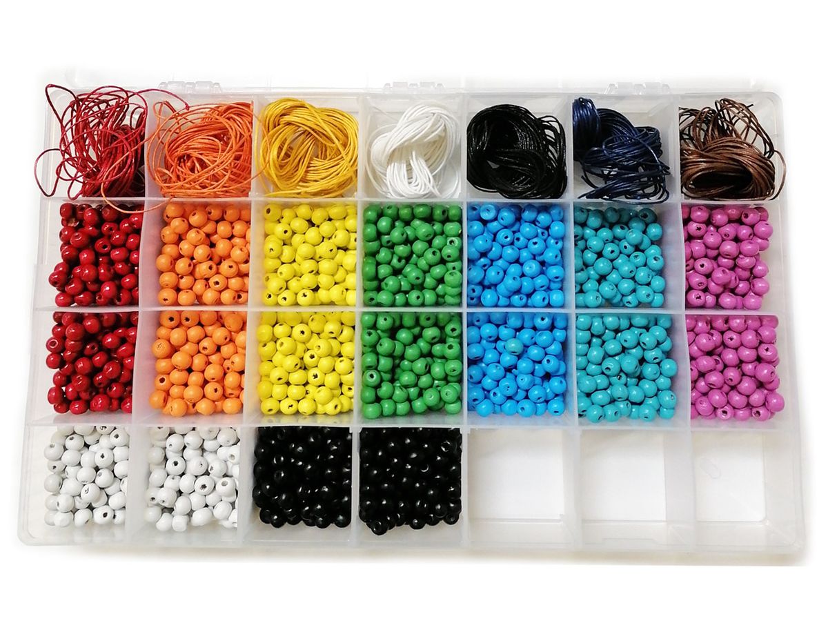 BEAD COOL Beading kit Wooden Beads Wax cord Rainbow Buy