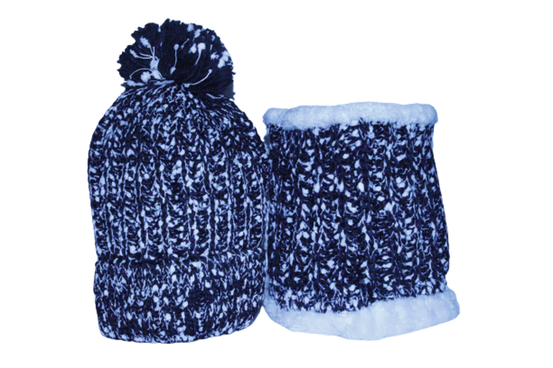 Thick Winter Men Women Knitted Cap Scarf Set - Black