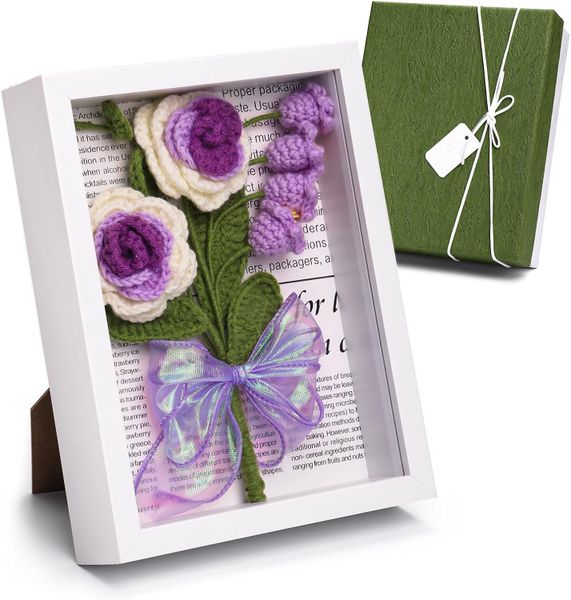 Handmade Crochet Flower Bouquet with Photo Frame