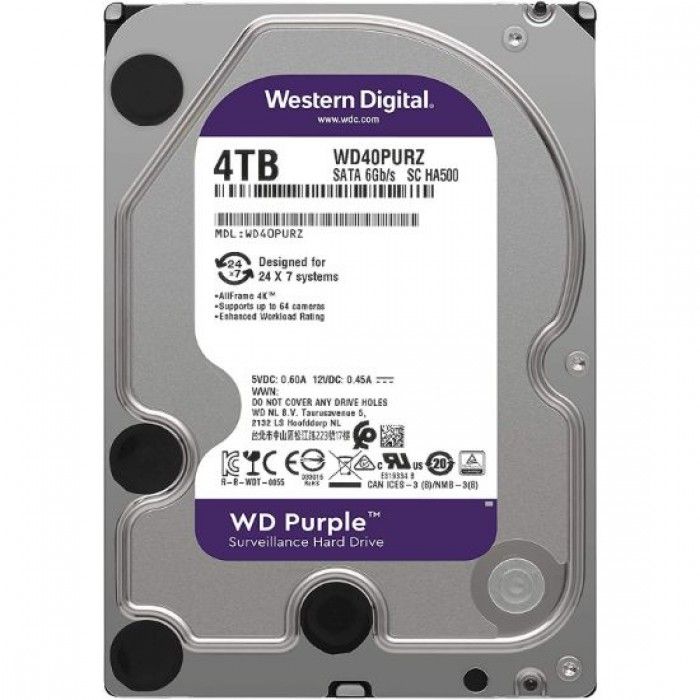 Internal Hard Wd40purz Purple WD 4TB Surveillance HDD Drive Alarmtec