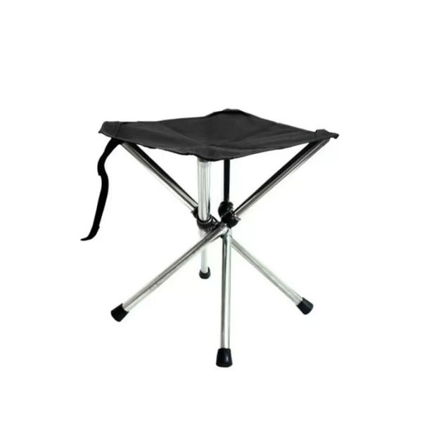 Folding Camping Chair, Polyester/Stainless Steel, Black