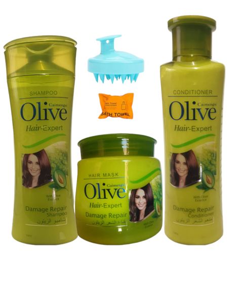 Olive Hair-Expert Combo &amp; Exfoliating Brush &amp; Compressed Towel