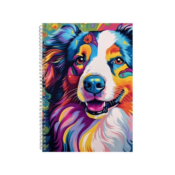 Happy Australian Shepherd Neon Notebook Gift Idea A4 Notepad Pad 73