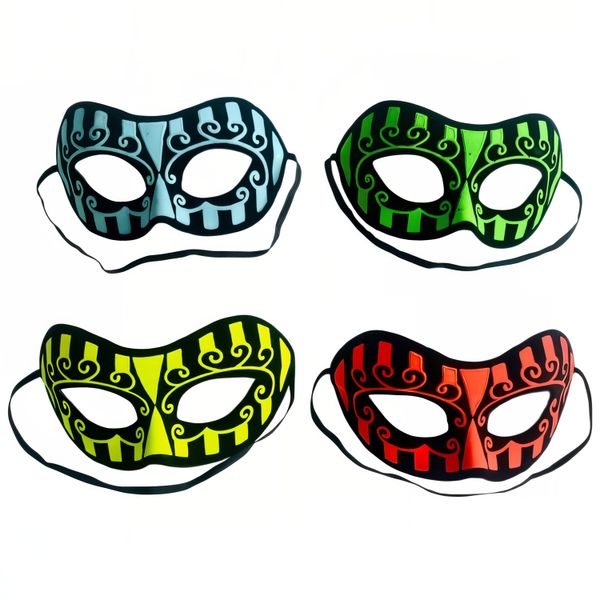 Glow in the Dark Plastic Victorian/Masquerade Mask Set of 4