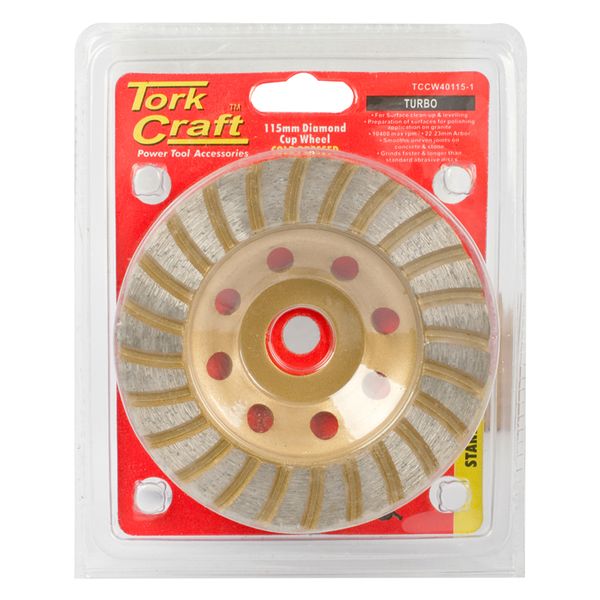 Tork Craft - Diamond Cup Wheel 115mm x M14 Turbo Cold Pressed - 2 Pack