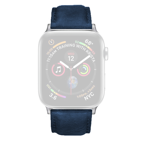 Navy Blue Italian Leather Strap For Silver 44mm Apple Watch Series 6