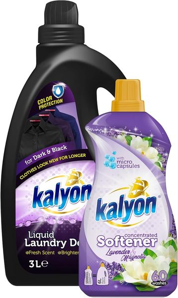 Kalyon 3L Dark Liquid Detergent, 1.5L Ultra Concentrate Lavender Softener