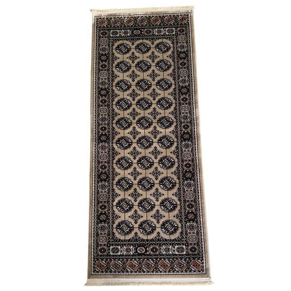 Brown Beige Bokhara Turkish Machine Made Soft Runner Rug - 200 x 80 cm