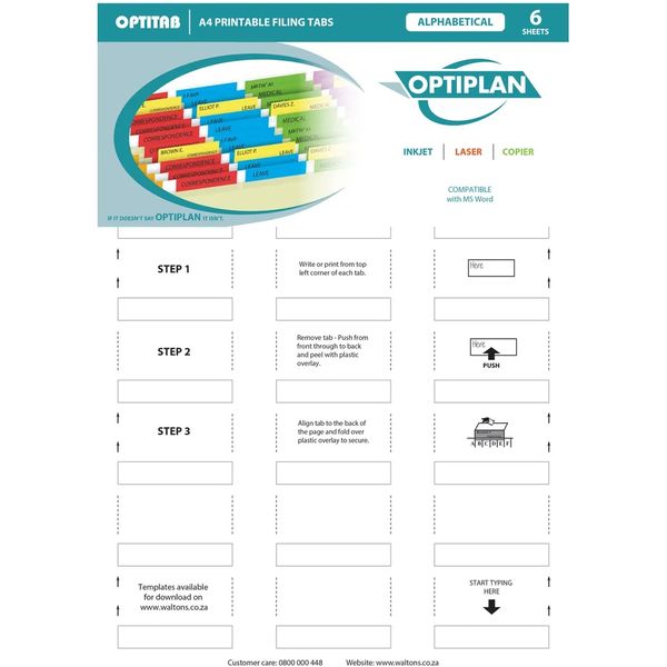 Optiplan Opti Tabs Alpha A4 24up (Pack 144) Silver