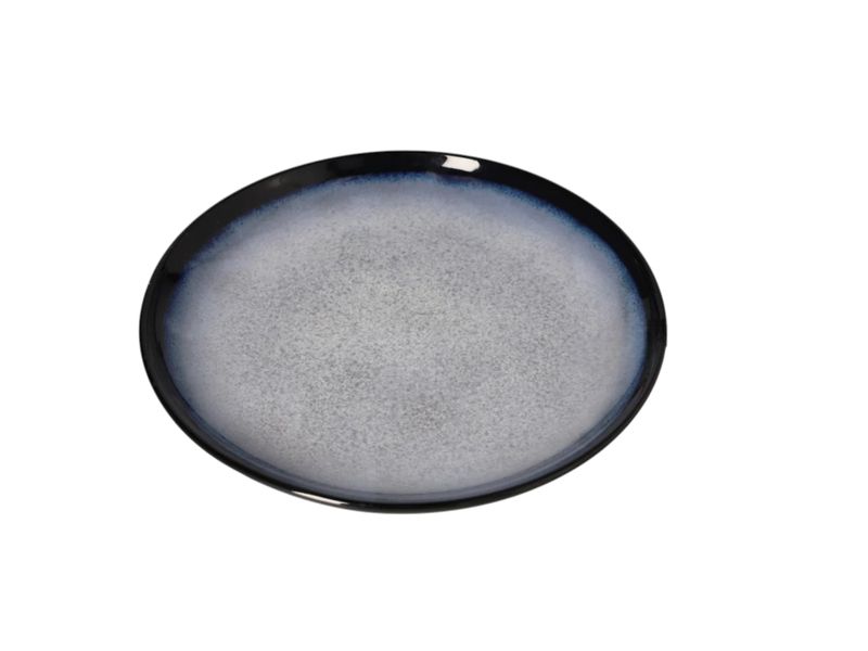 Glazed Dinner Plates - Black/Blue - 25cm - Set of 8