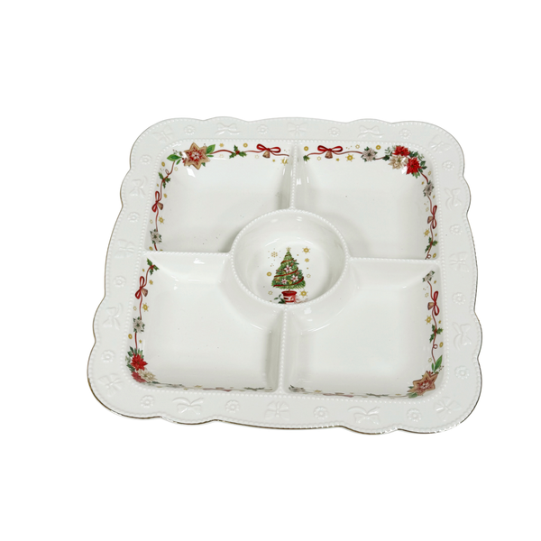 SDG-32 Festive Christmas Divided Snack Bowl (33.5CM × 4CM)