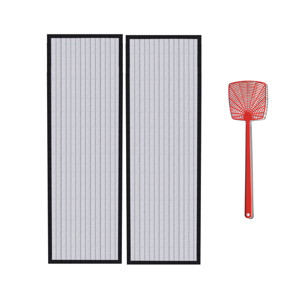 Magnetic Insect Curtain 200 x 100cm with Fly Swatter - 2 Pack