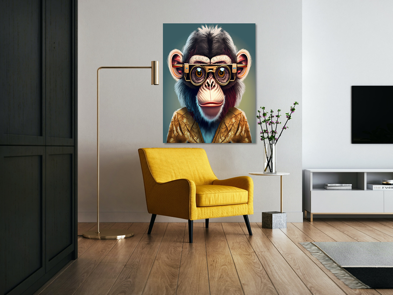 Agent Monkey with Spy Glasses Canvas Home Decor Wall Art