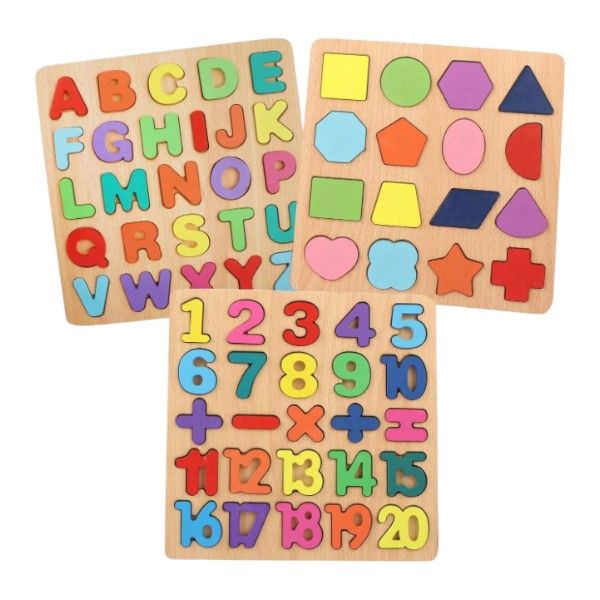 3-In-1 Educational Wooden Puzzles with Colorful and Engaging Design