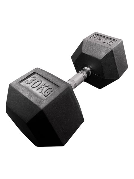 i-Fitness Single 30kg Rubber Hexagon Dumbbell
