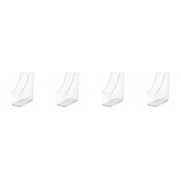 Clear Magazine File Holder Organisers - Transparent - 4-Pack